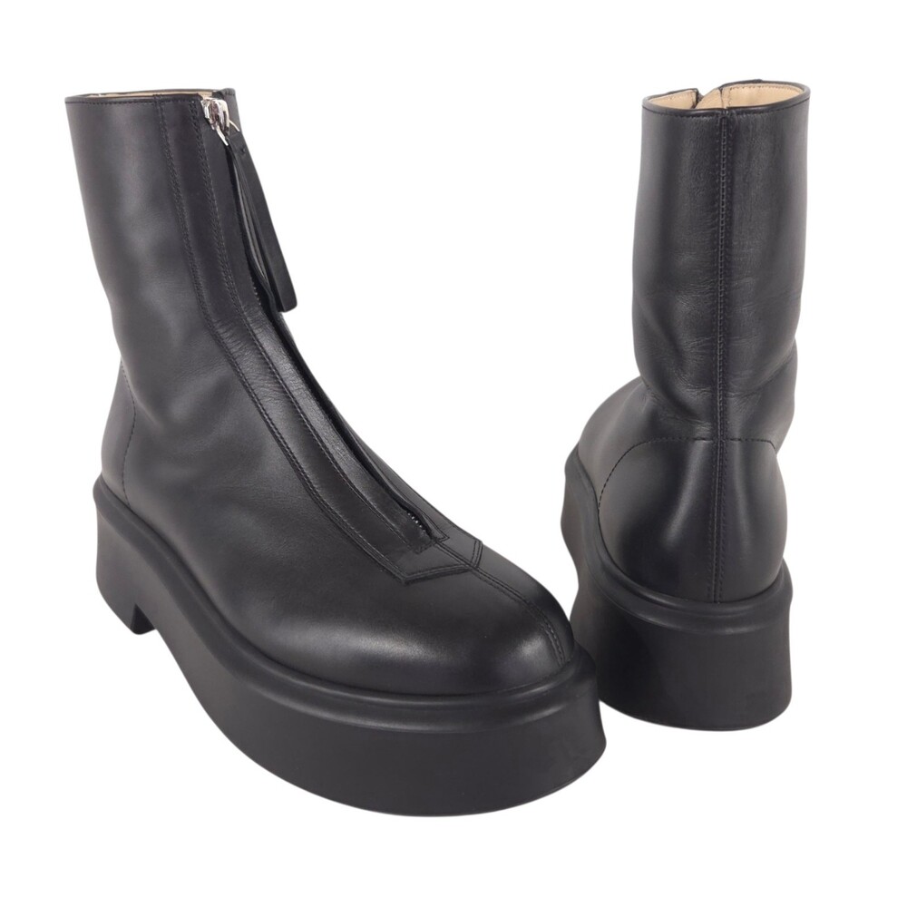 The Row Zipped Boot I US 10 IT 40 Womens Black Leather Ankle Platform $1490
